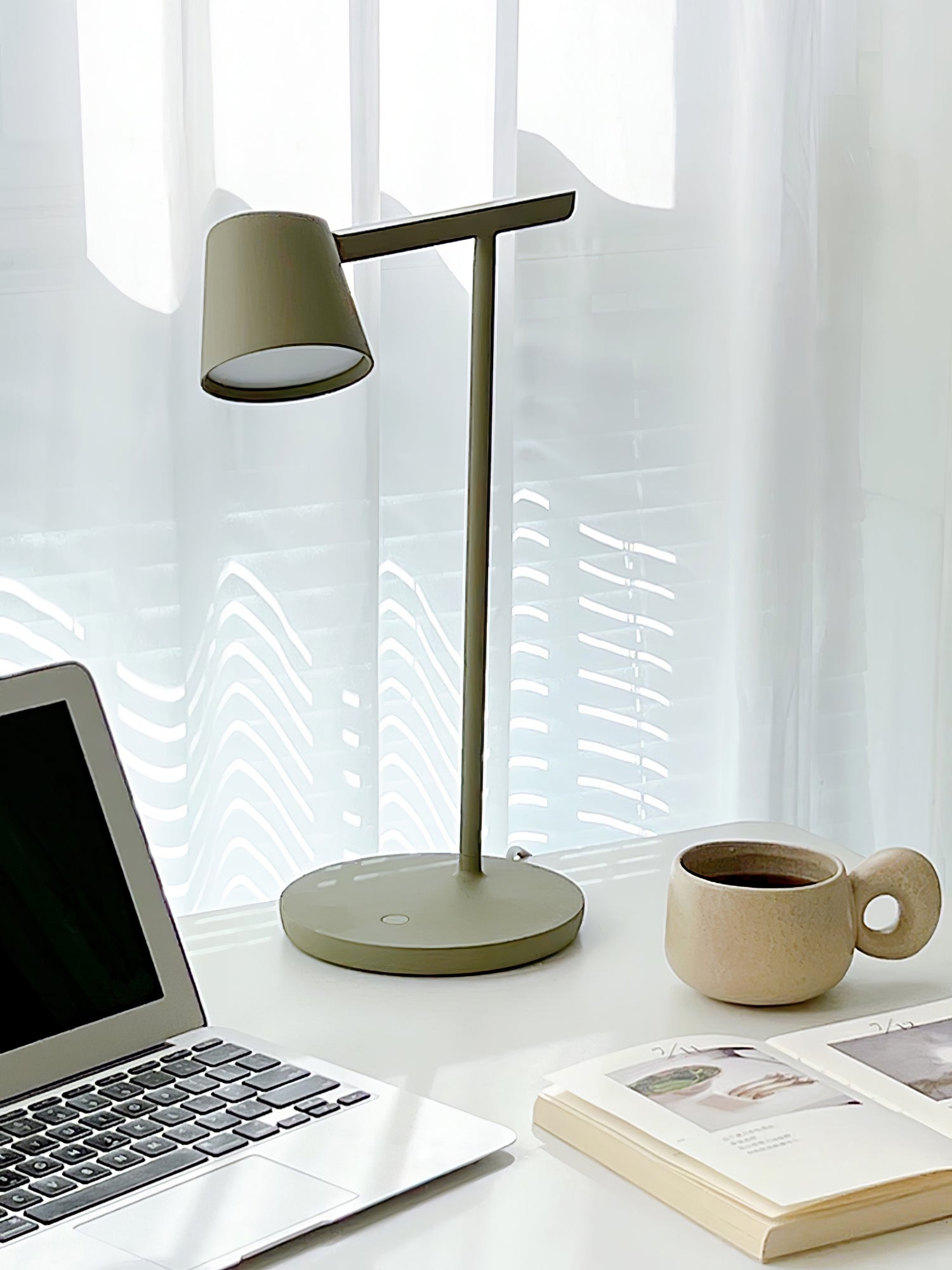 Modern Minimalist Tip Table Lamp with Adjustable Head and Dimmable LED Light for Workspace