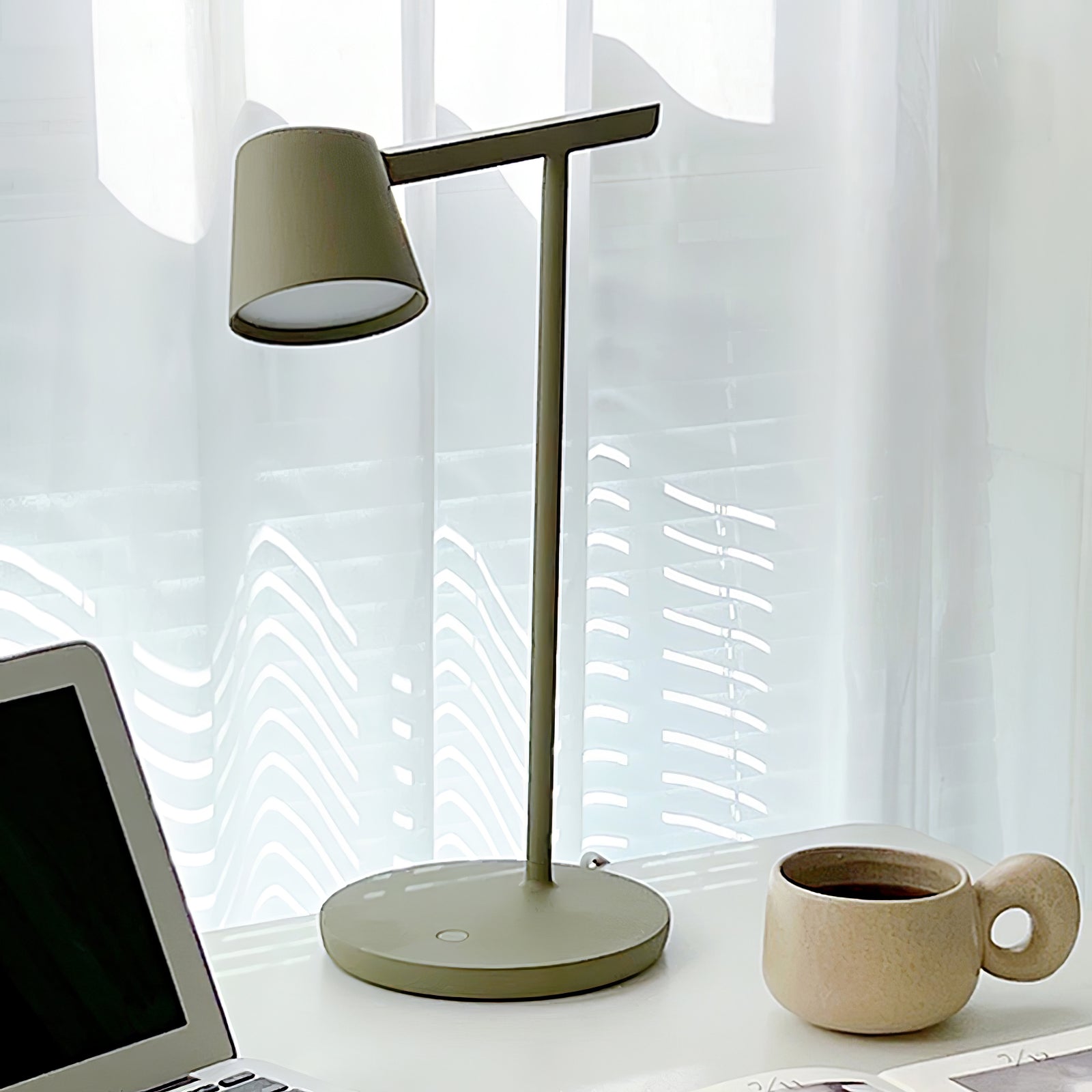 Modern Minimalist Tip Table Lamp with Adjustable Head and Dimmable LED Light for Workspace