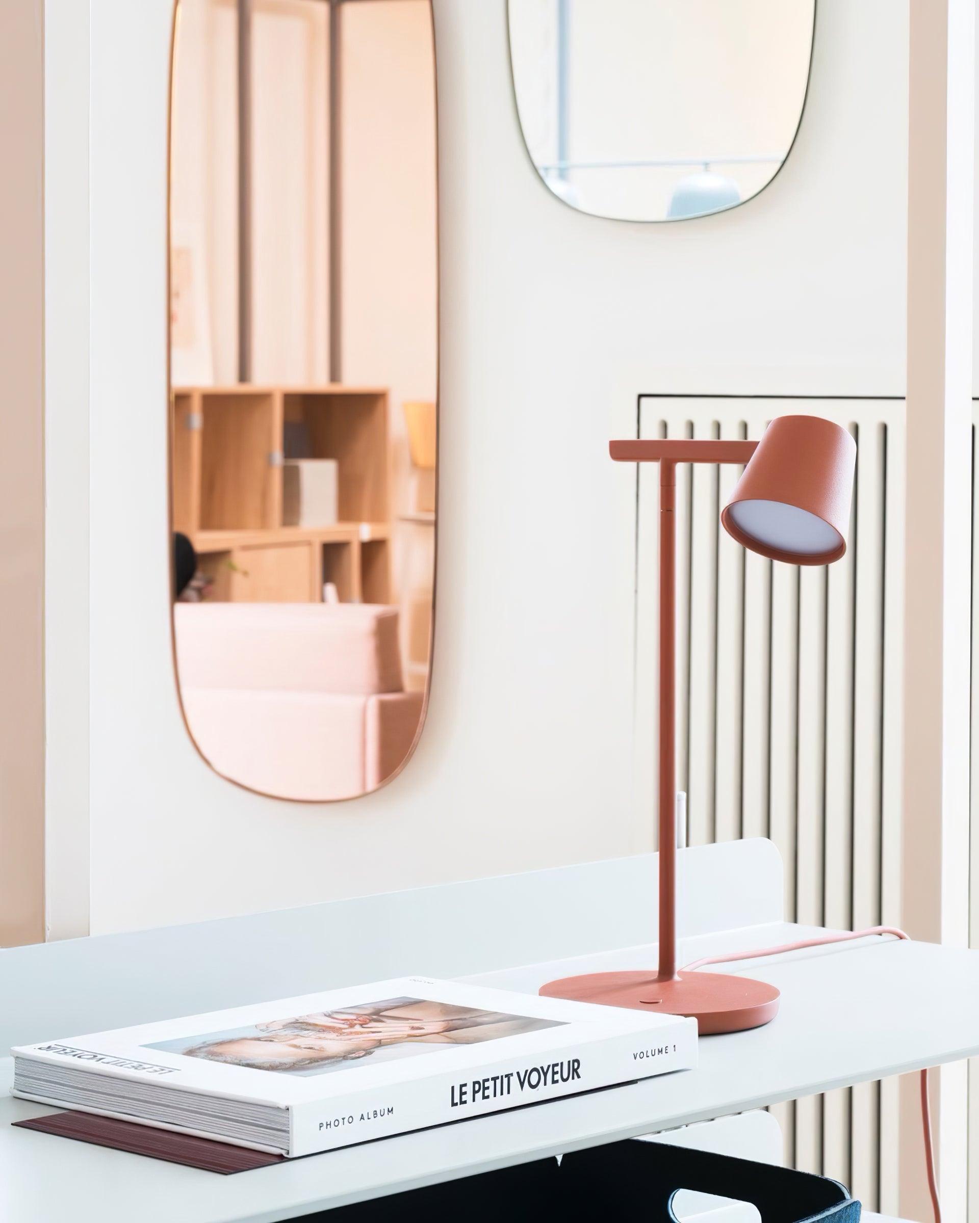 Modern Minimalist Tip Table Lamp with Adjustable Head and Dimmable LED Light for Workspace