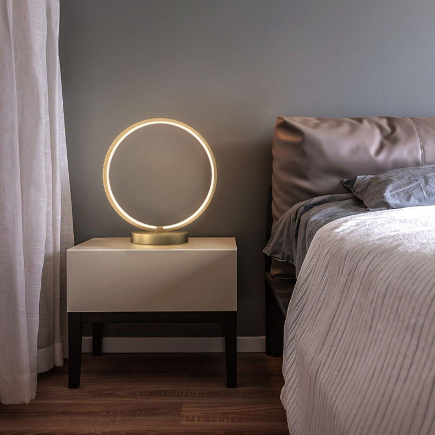 Tivoli Modern Round Brass LED Table Lamp Minimalist Bedside Lighting for Bedroom
