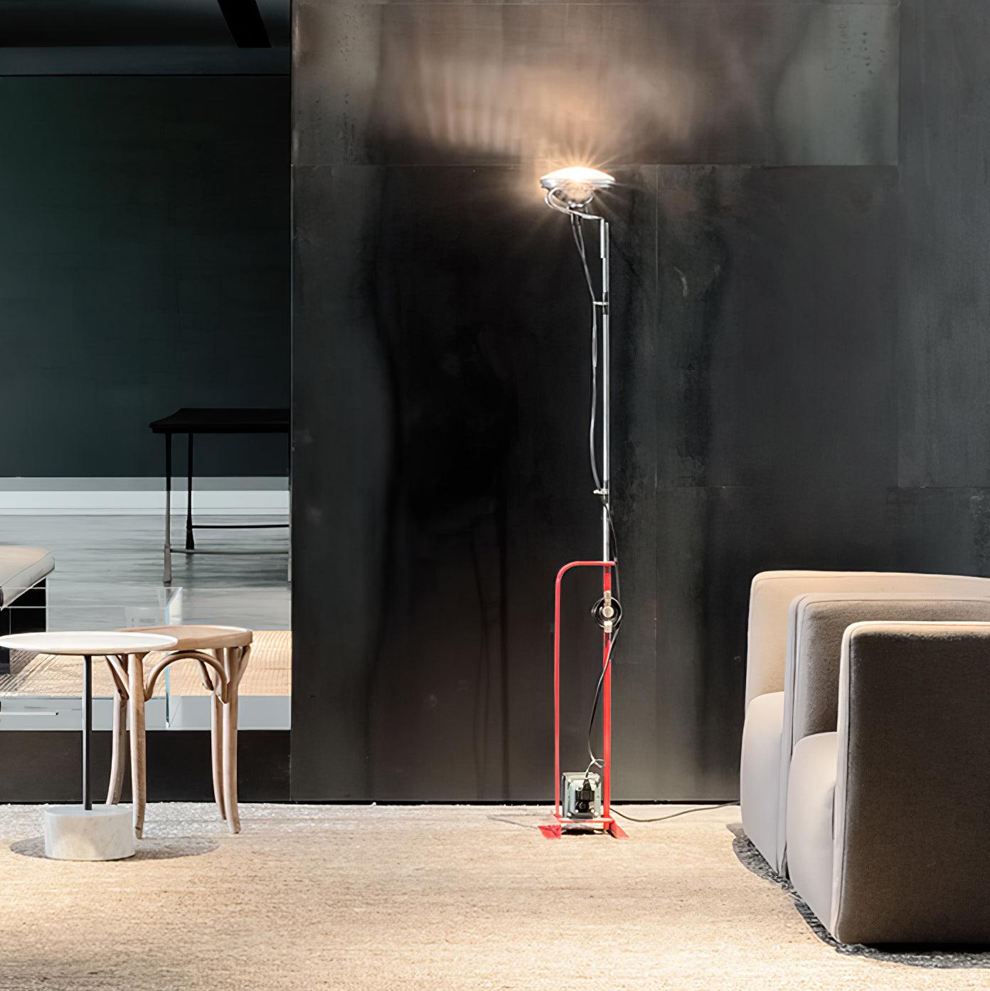 Modern Industrial Adjustable LED Floor Lamp with Telescopic Stem for Living Room Lighting