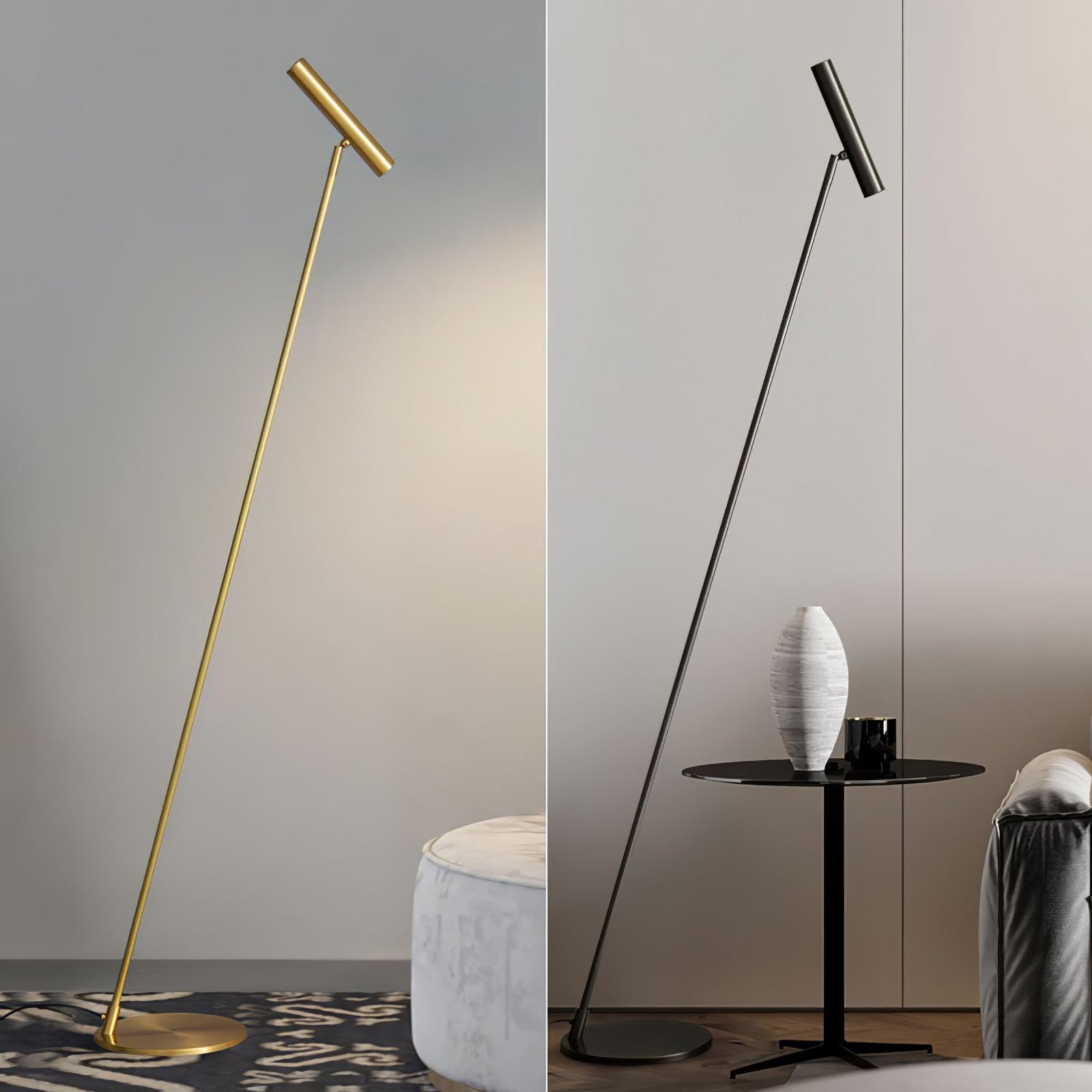 Modern Slim Brass LED Uplight Floor Lamp with Three Color Temperatures for Contemporary Living Rooms
