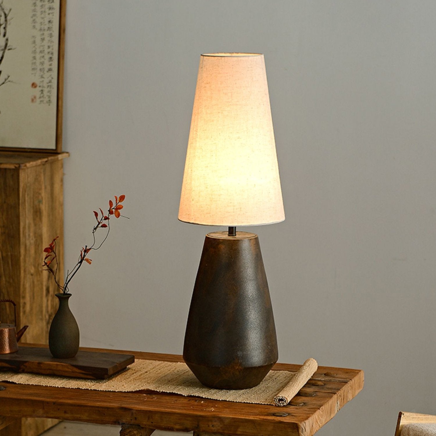 vintage-handcrafted-rustic-ceramic-table-lamp-with-beige-linen-shade-and-aged-texture