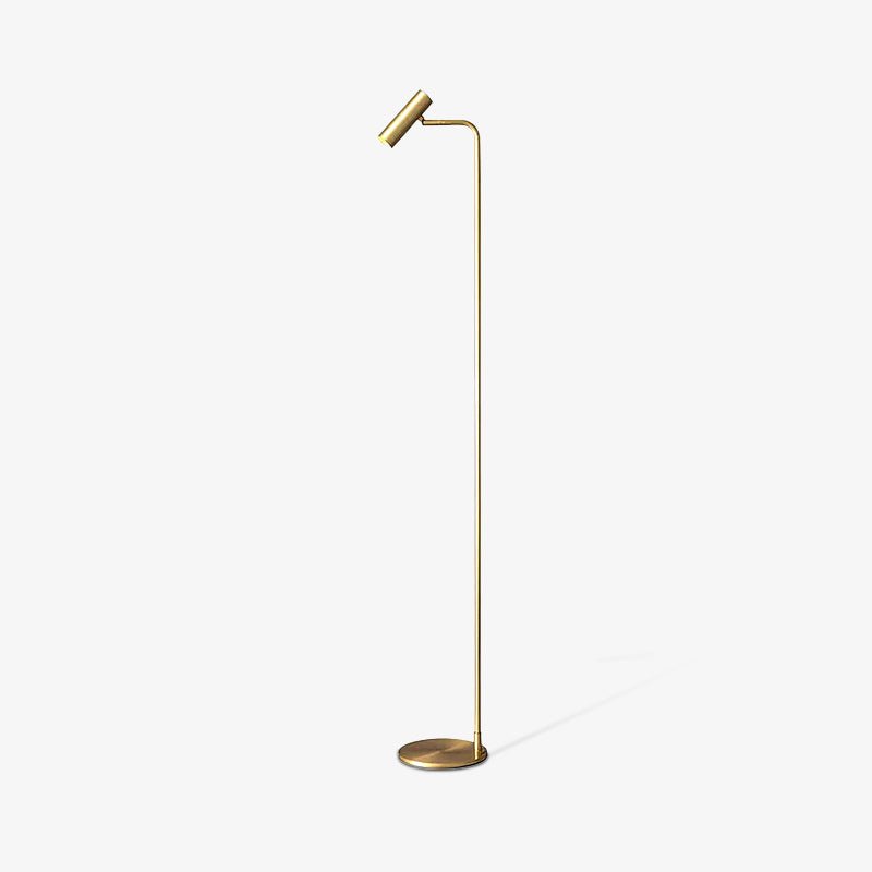 Modern Minimalist Adjustable LED Reading Floor Lamp with Slim Brass Body