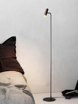Modern Minimalist Adjustable LED Reading Floor Lamp with Slim Brass Body
