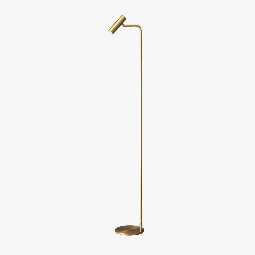 Modern Minimalist Adjustable LED Reading Floor Lamp with Slim Brass Body