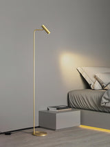 Modern Minimalist Adjustable LED Reading Floor Lamp with Slim Brass Body