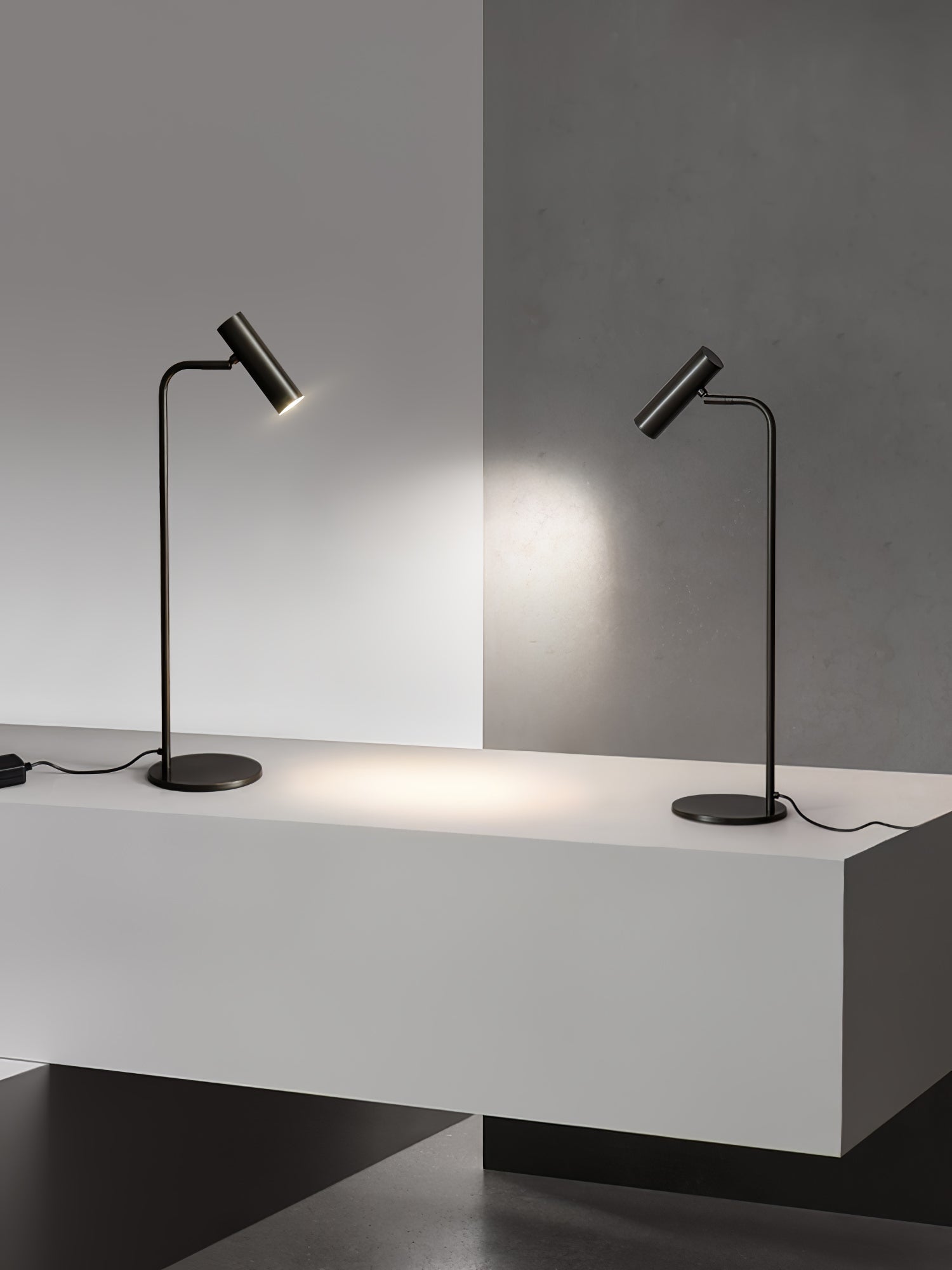Modern Brass LED Table Lamp with Adjustable Head and Satin Finish Design