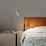 Modern Brass LED Table Lamp with Adjustable Head and Satin Finish Design