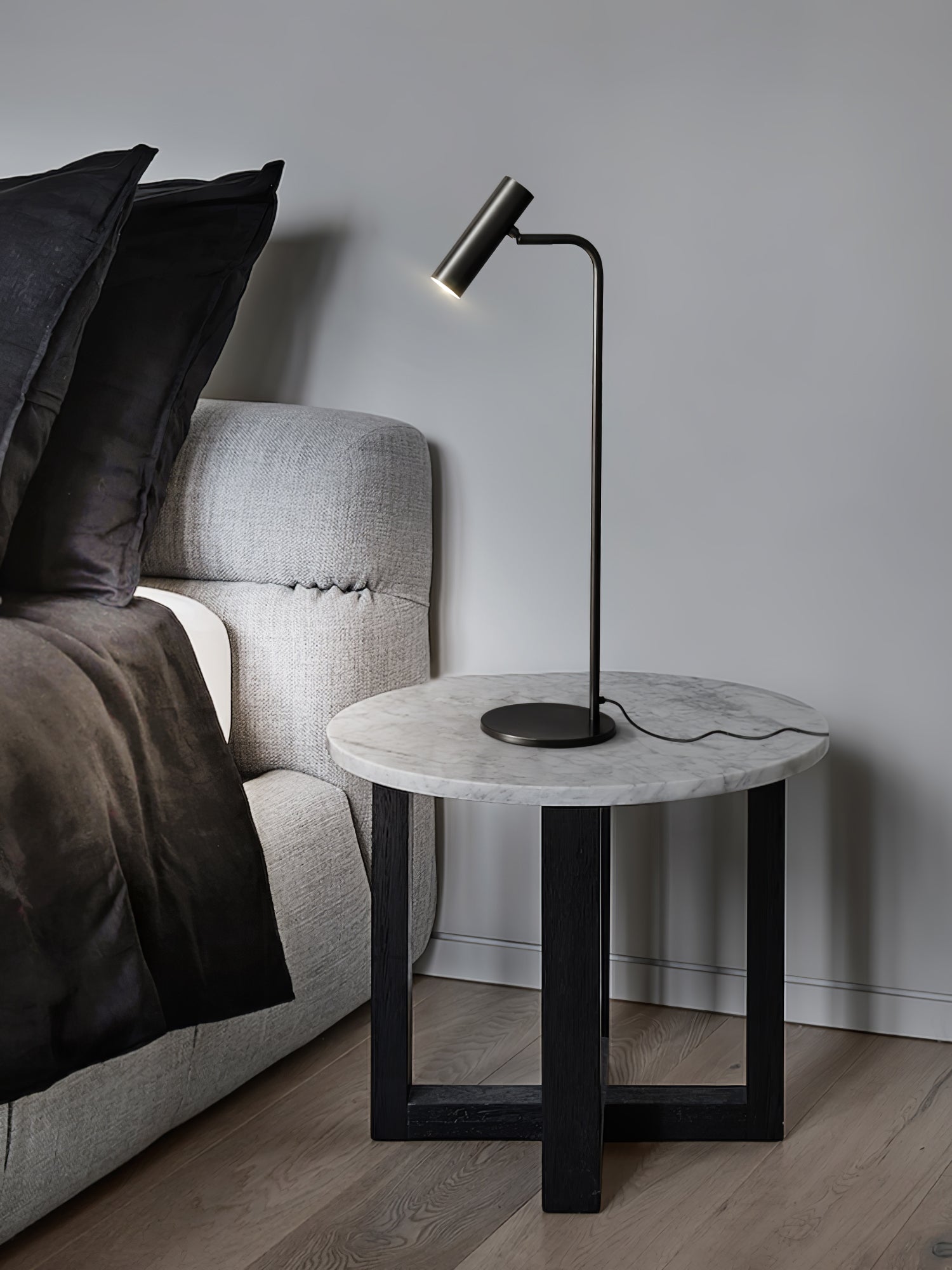 Modern Brass LED Table Lamp with Adjustable Head and Satin Finish Design