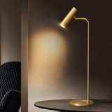 Modern Brass LED Table Lamp with Adjustable Head and Satin Finish Design