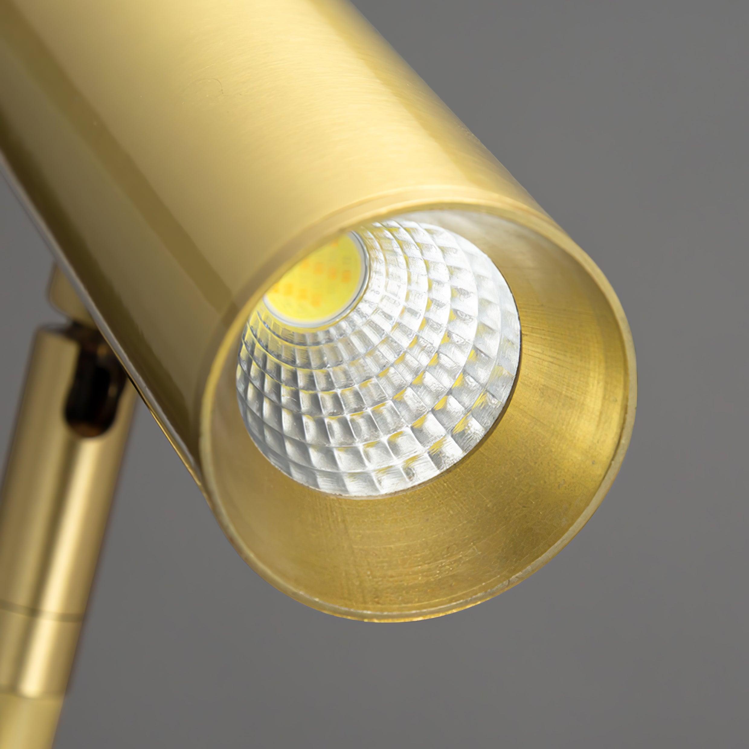 Modern Brass LED Table Lamp with Adjustable Head and Satin Finish Design