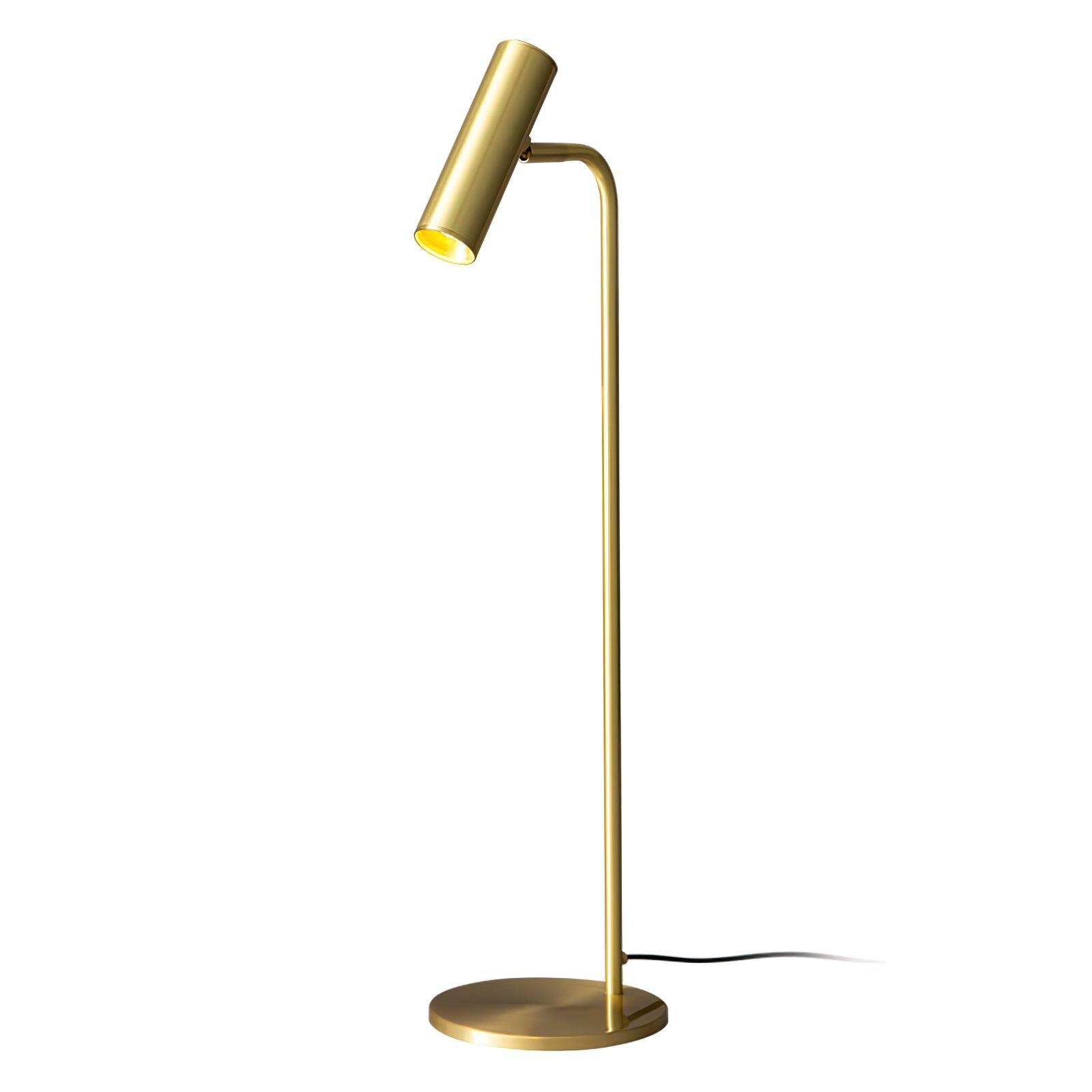Modern Brass LED Table Lamp with Adjustable Head and Satin Finish Design