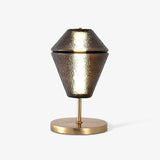 Modern Ribbed Totem Glass Table Lamp with Gold Base for Bedside or Living Room Integrated LED Light