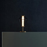 Modern Ribbed Totem Glass Table Lamp with Gold Base for Bedside or Living Room Integrated LED Light