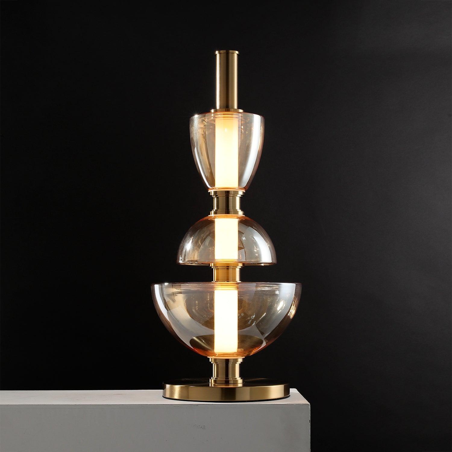 Modern Totem Geometric Glass Table Lamp with Integrated LED for Living Room Decor