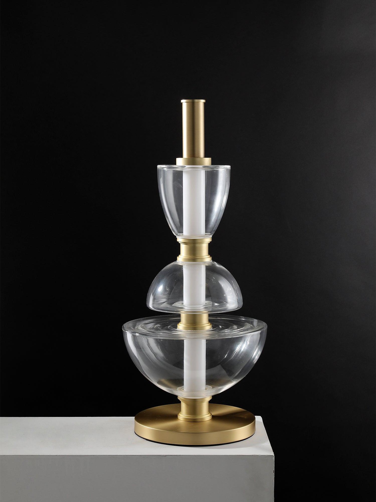 Modern Totem Geometric Glass Table Lamp with Integrated LED for Living Room Decor