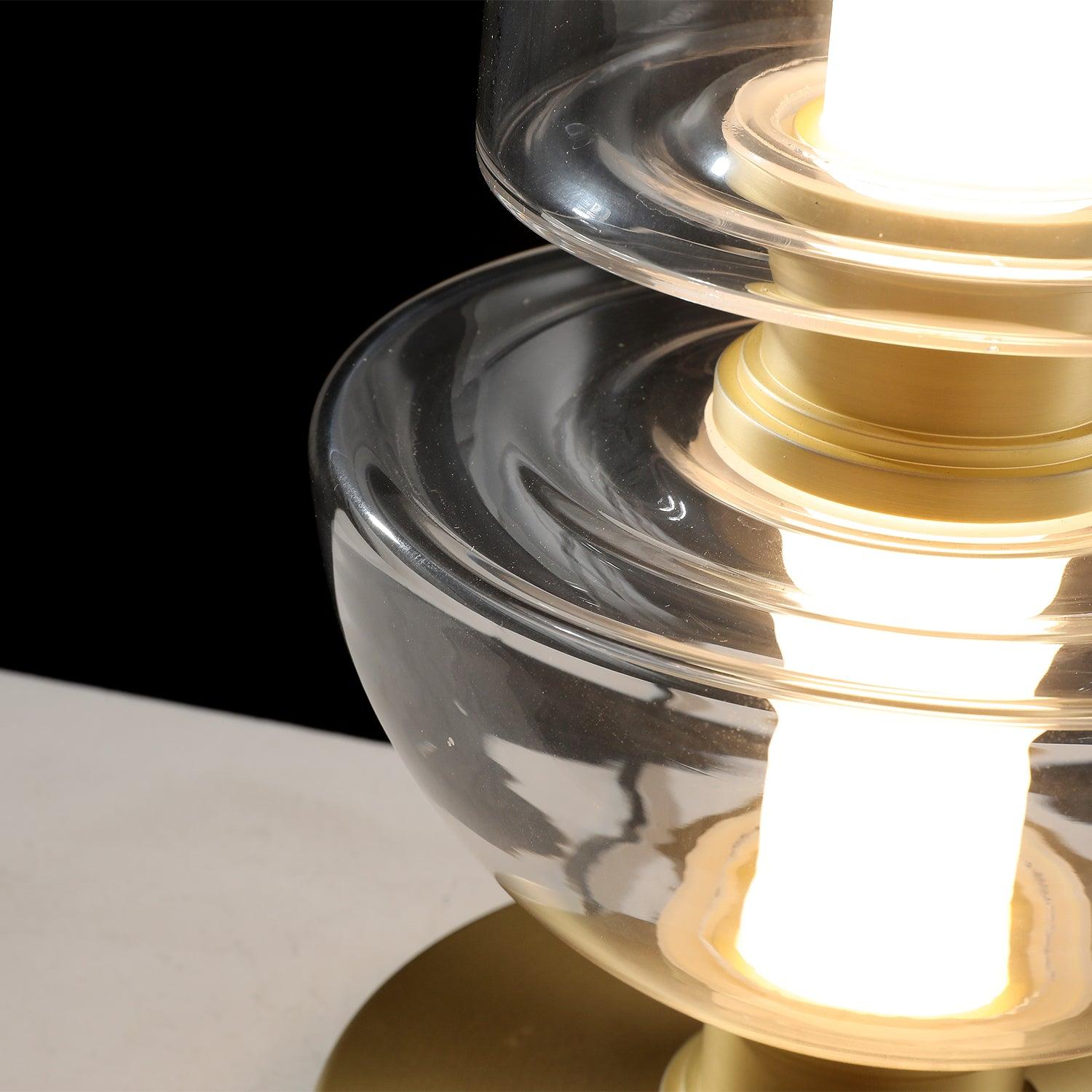 Modern Totem Geometric Glass Table Lamp with Integrated LED for Living Room Decor