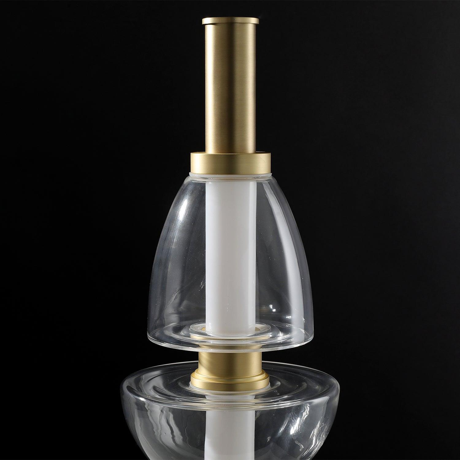Modern Totem Geometric Glass Table Lamp with Integrated LED for Living Room Decor