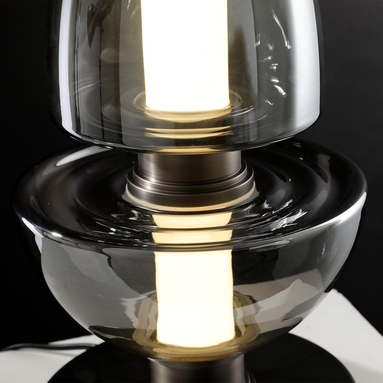Modern Totem Geometric Glass Table Lamp with Integrated LED for Living Room Decor