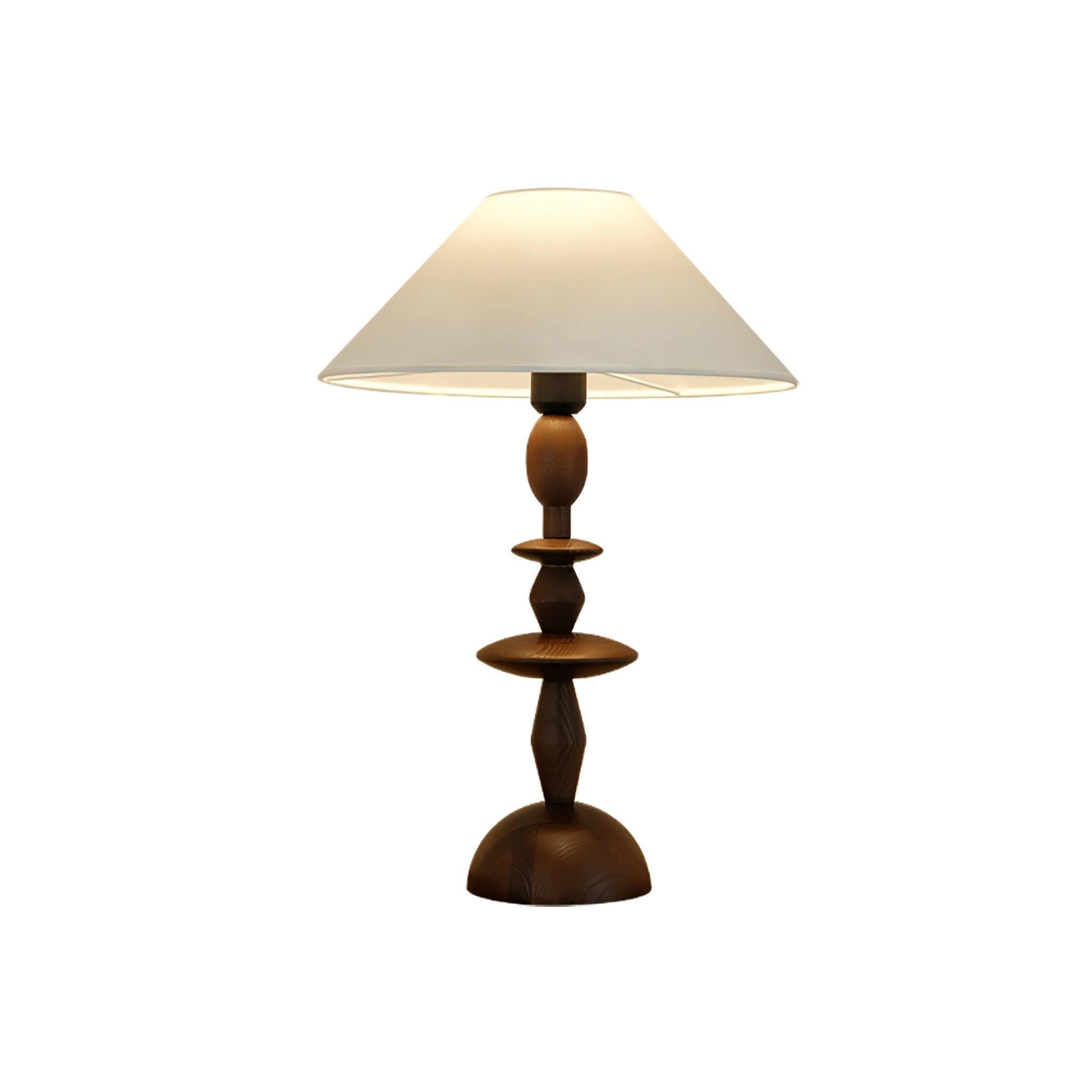 Tournage Sculptural Oak Wood Desk Lamp with White Linen Shade for Bedside Lighting