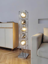 Modern Tower of Spheres Floor Lamp Chrome Geometric Lighting with Glass Globes
