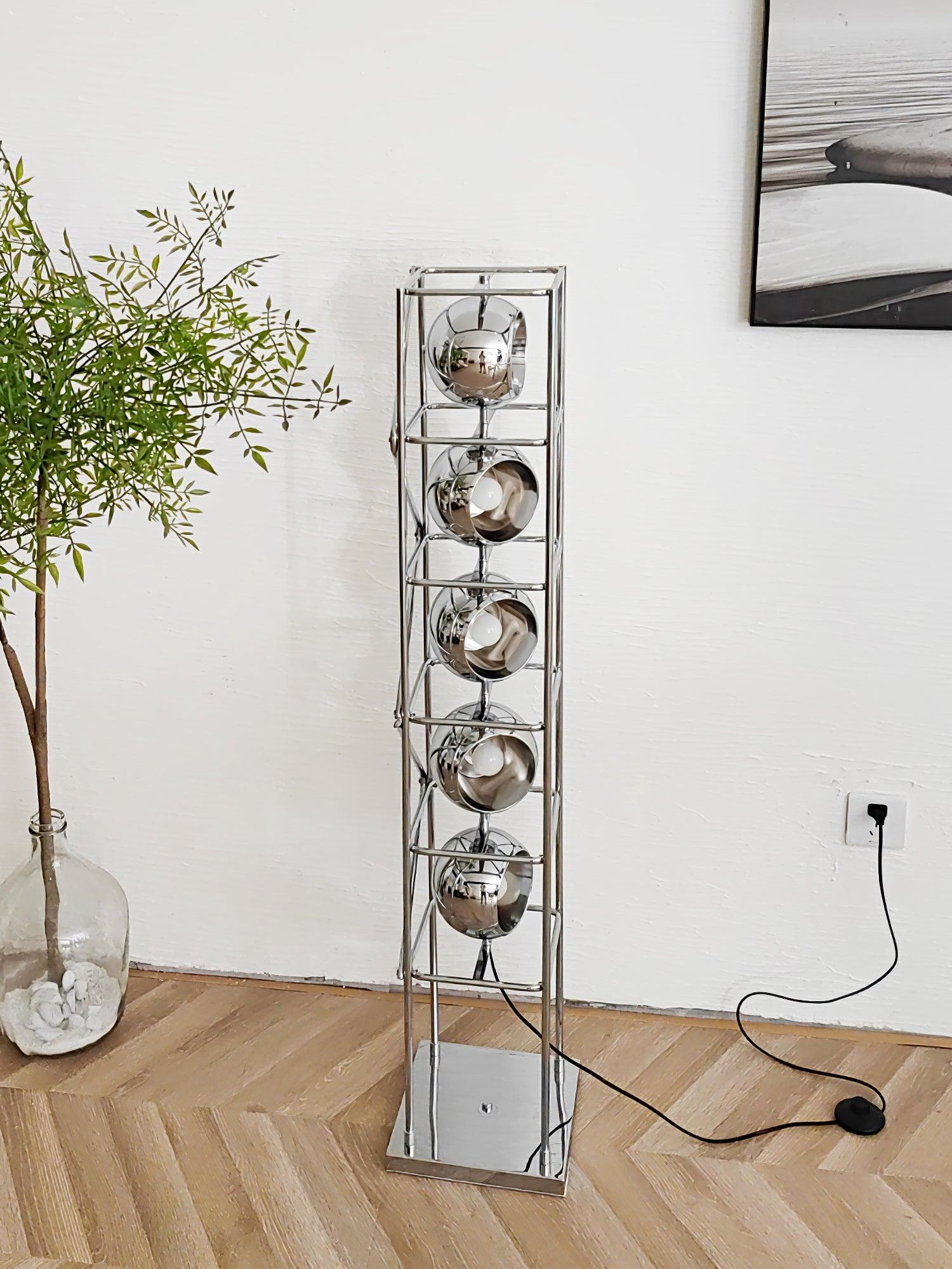 Modern Tower of Spheres Floor Lamp Chrome Geometric Lighting with Glass Globes