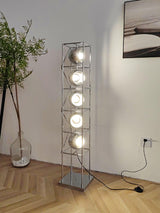Modern Tower of Spheres Floor Lamp Chrome Geometric Lighting with Glass Globes