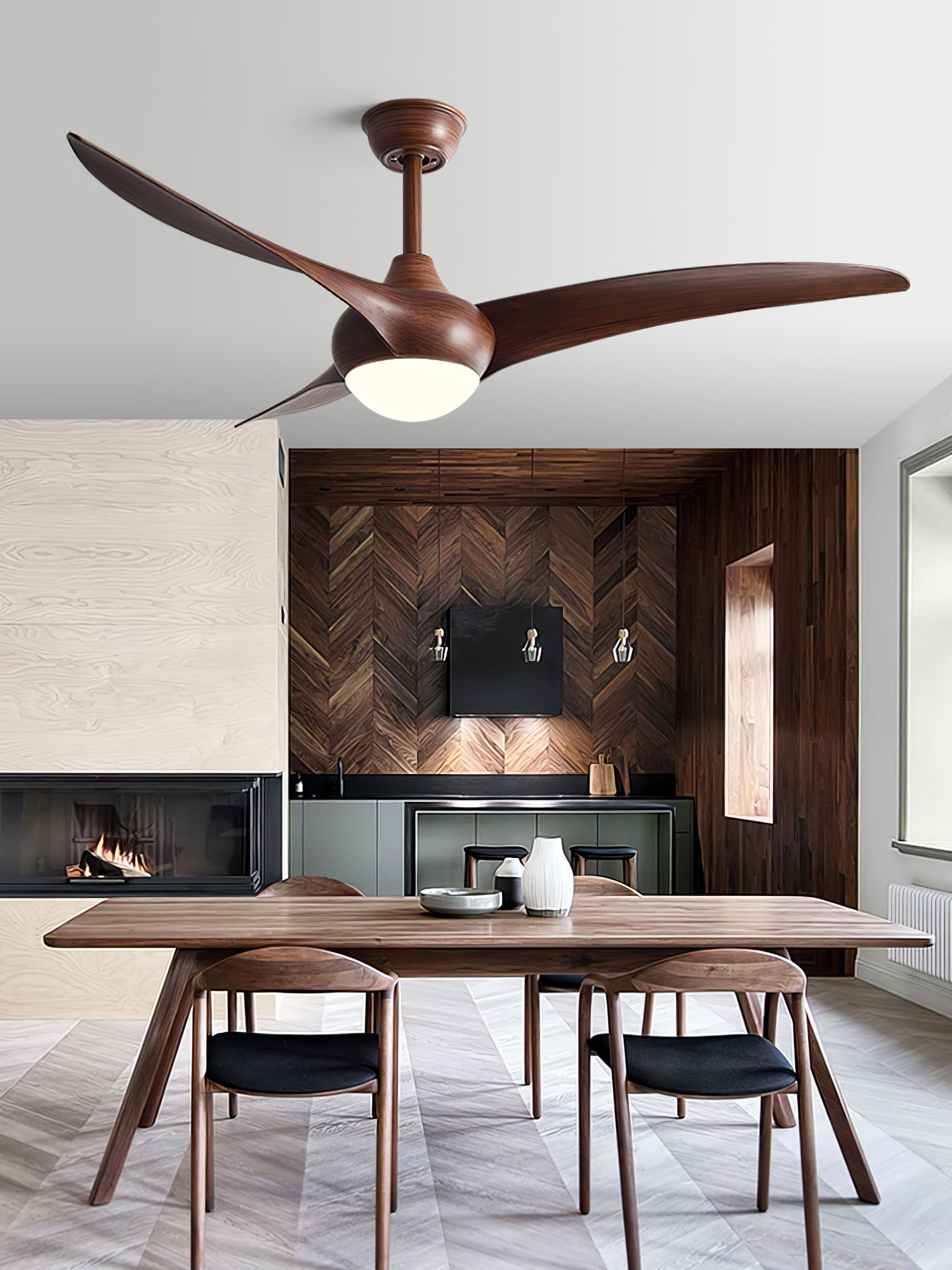 Traditional 52 Inch LED Ceiling Fan with Integrated Light and Remote Control