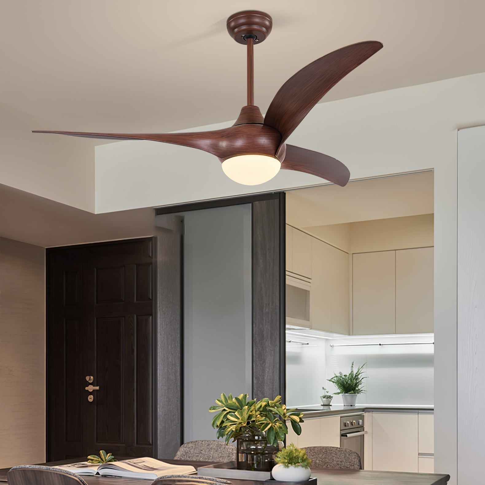Traditional 52 Inch LED Ceiling Fan with Integrated Light and Remote Control