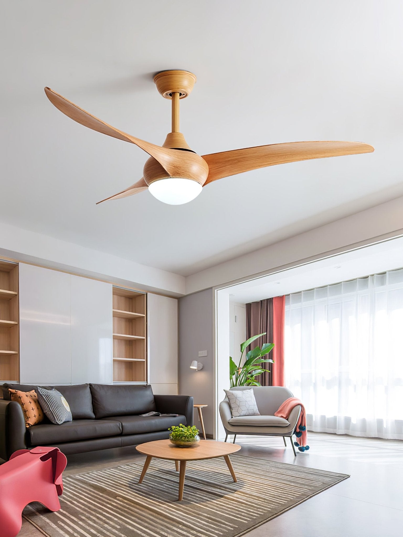 Traditional 52 Inch LED Ceiling Fan with Integrated Light and Remote Control