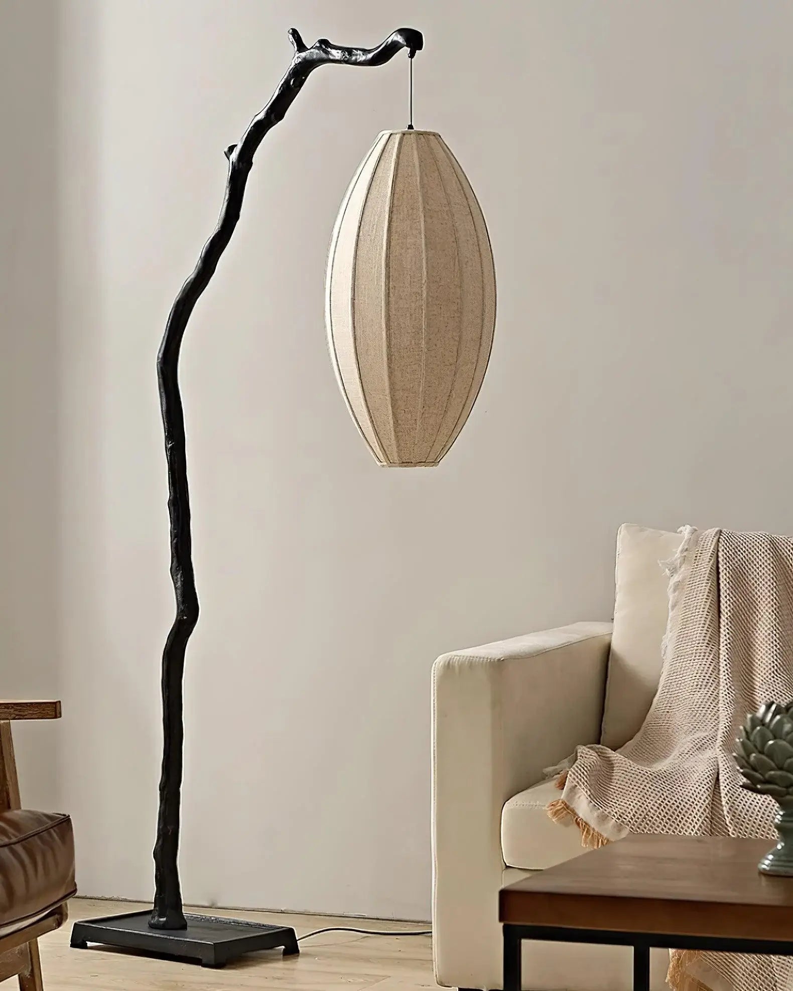sculptural-tree-branch-standing-floor-lamp-with-elegant-fabric-lantern-shade