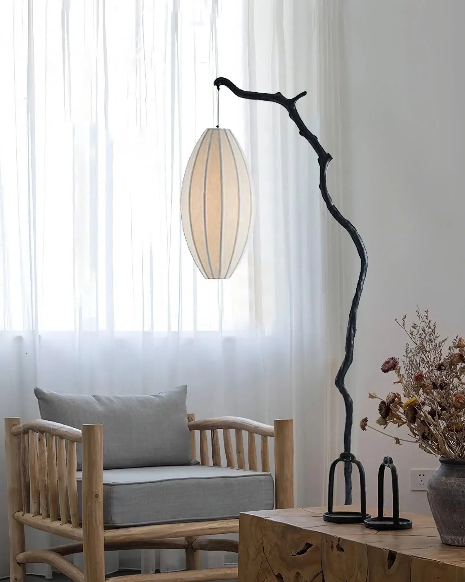 sculptural-tree-branch-standing-floor-lamp-with-elegant-fabric-lantern-shade