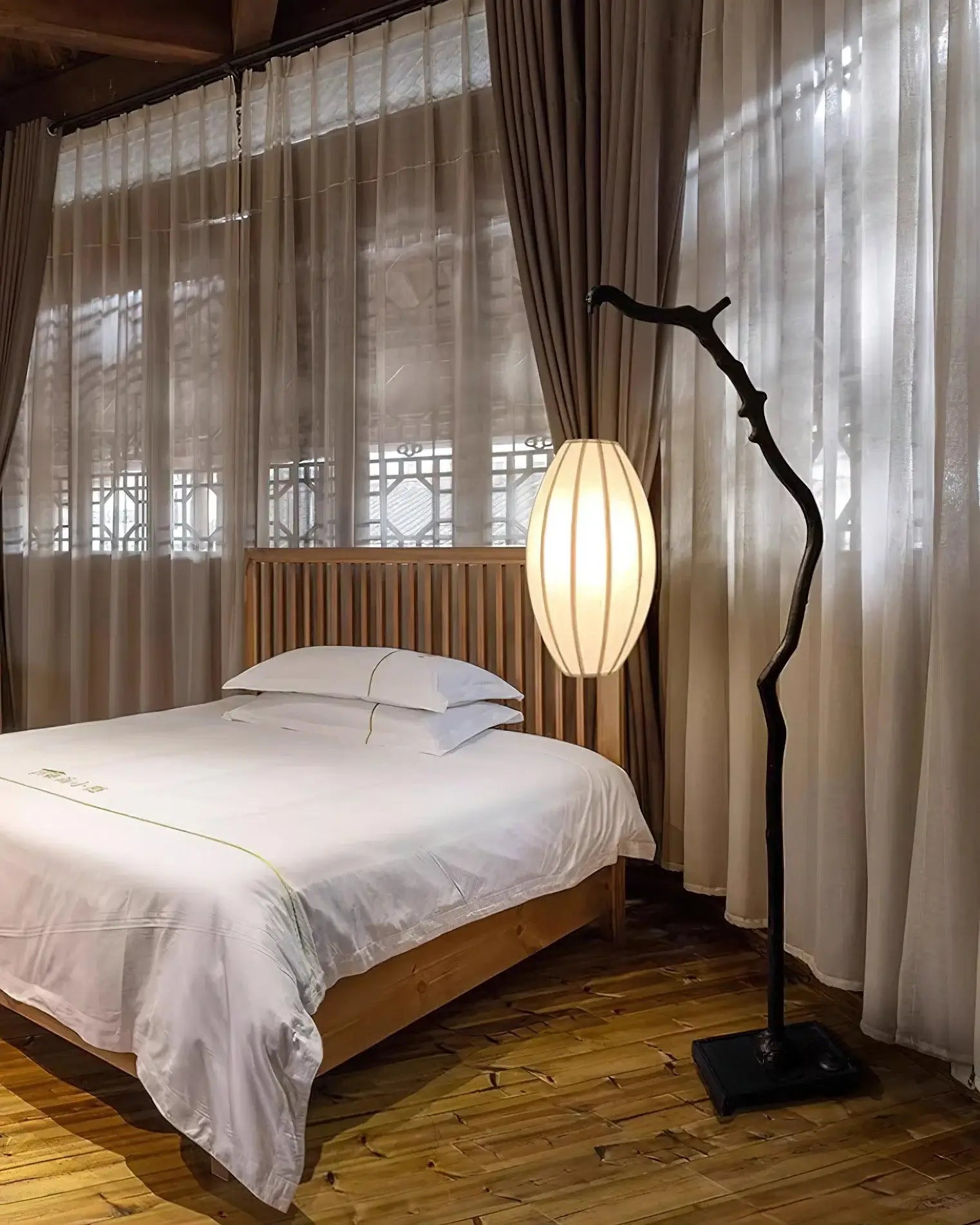 sculptural-tree-branch-standing-floor-lamp-with-elegant-fabric-lantern-shade