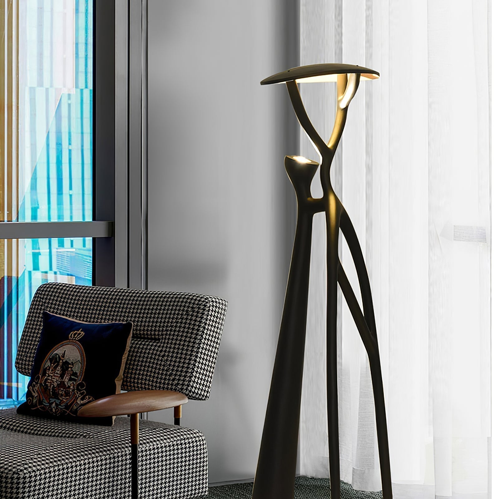 Artistic Tree of Life Sculpture LED Floor Lamp Modern Uplight for Living Room Office