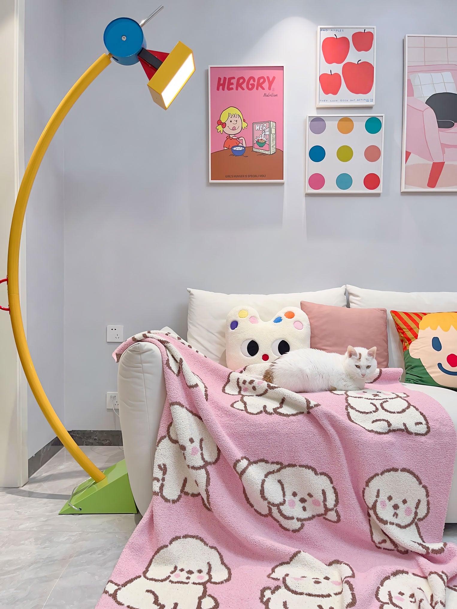 Modern Memphis Style Treetops Geometric Uplight Floor Lamp with Multi Color Finish