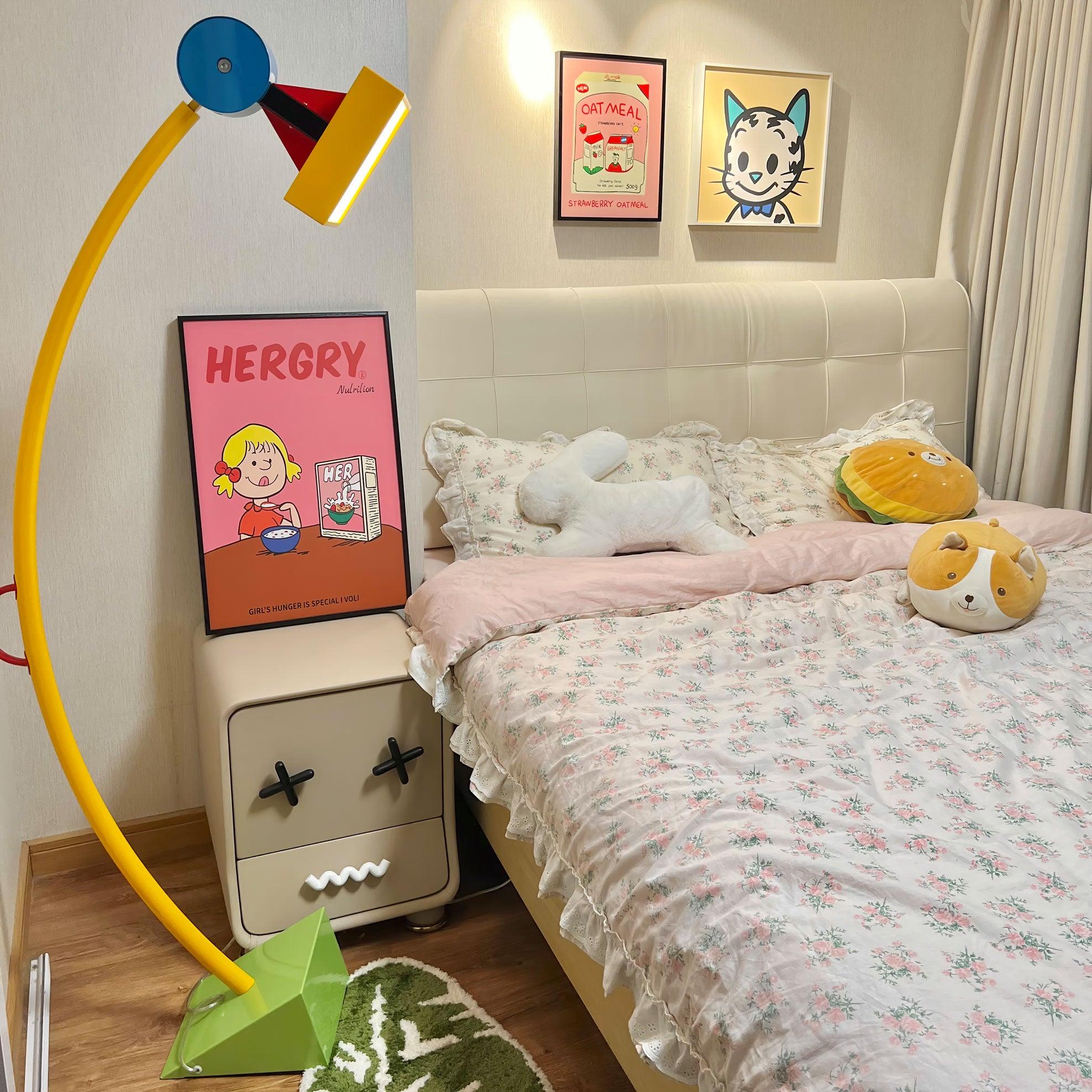 Modern Memphis Style Treetops Geometric Uplight Floor Lamp with Multi Color Finish