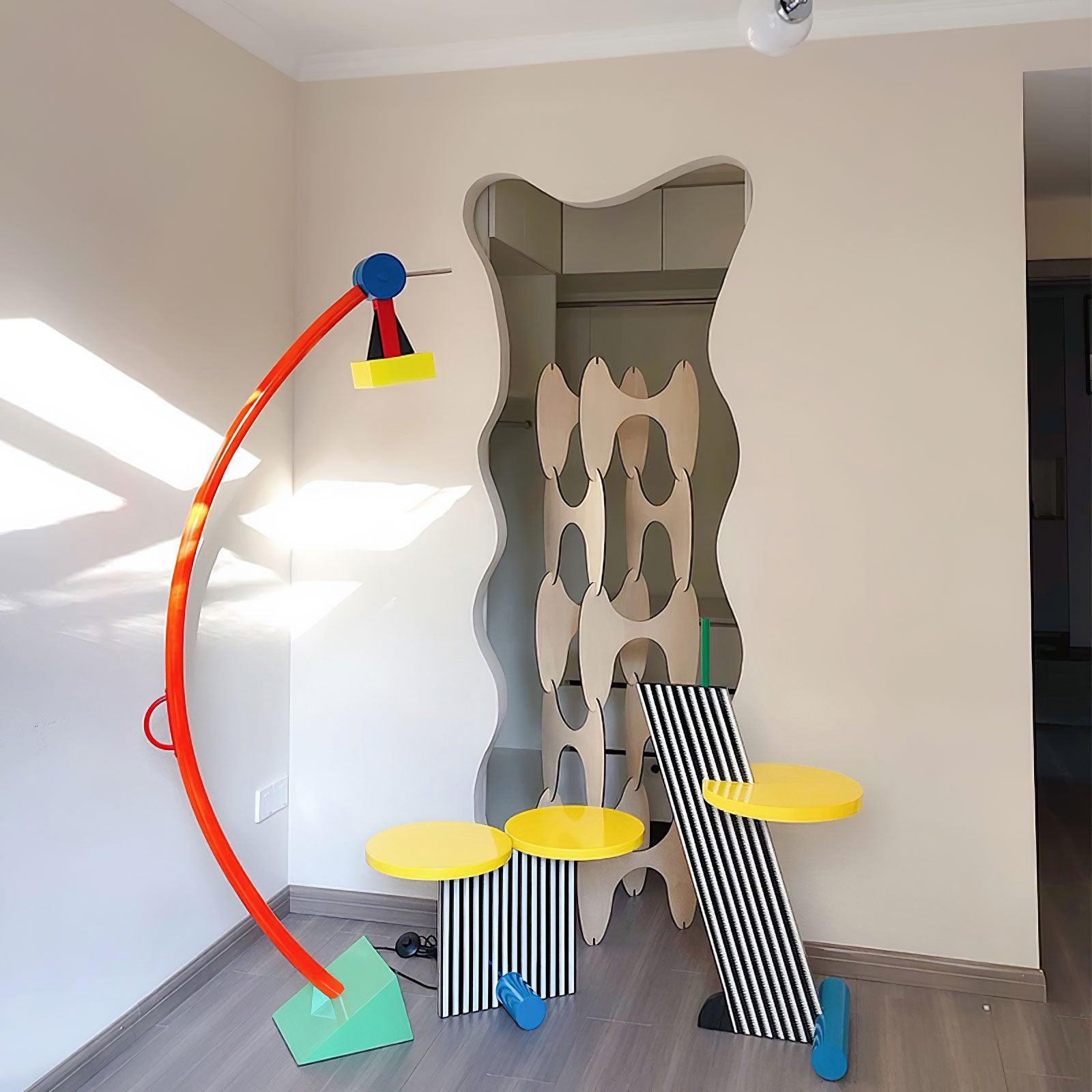 Modern Memphis Style Treetops Geometric Uplight Floor Lamp with Multi Color Finish