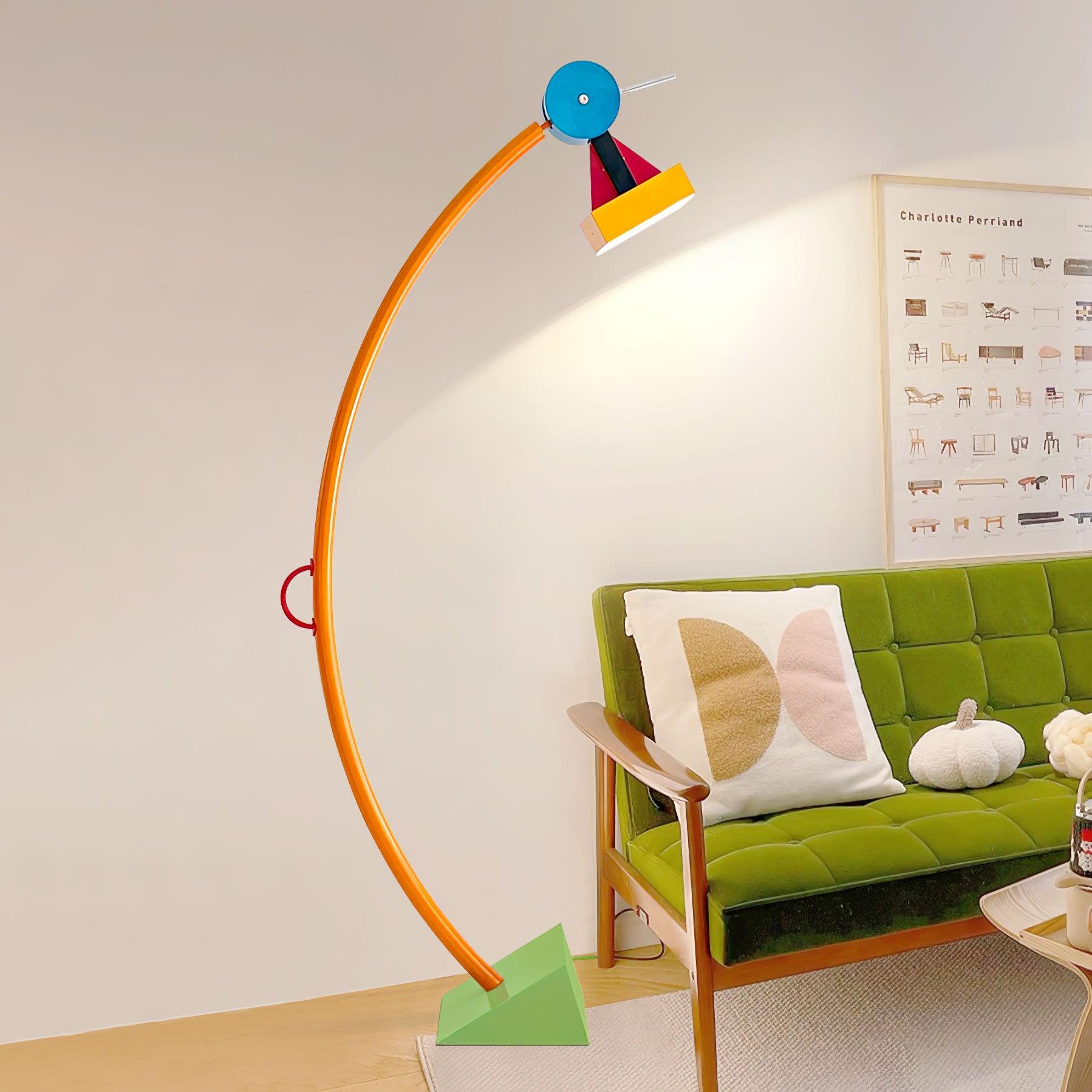 Modern Memphis Style Treetops Geometric Uplight Floor Lamp with Multi Color Finish