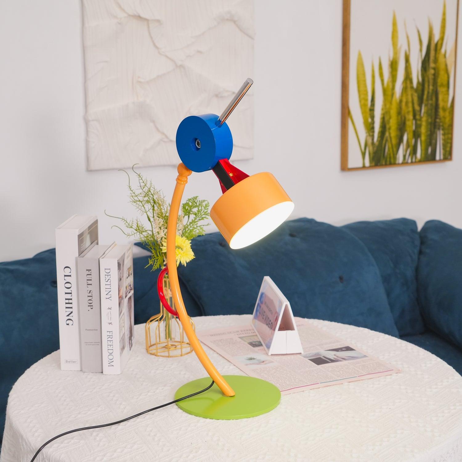 Modern Memphis Style Colorful Geometric LED Table Lamp with Stepless Dimming Control