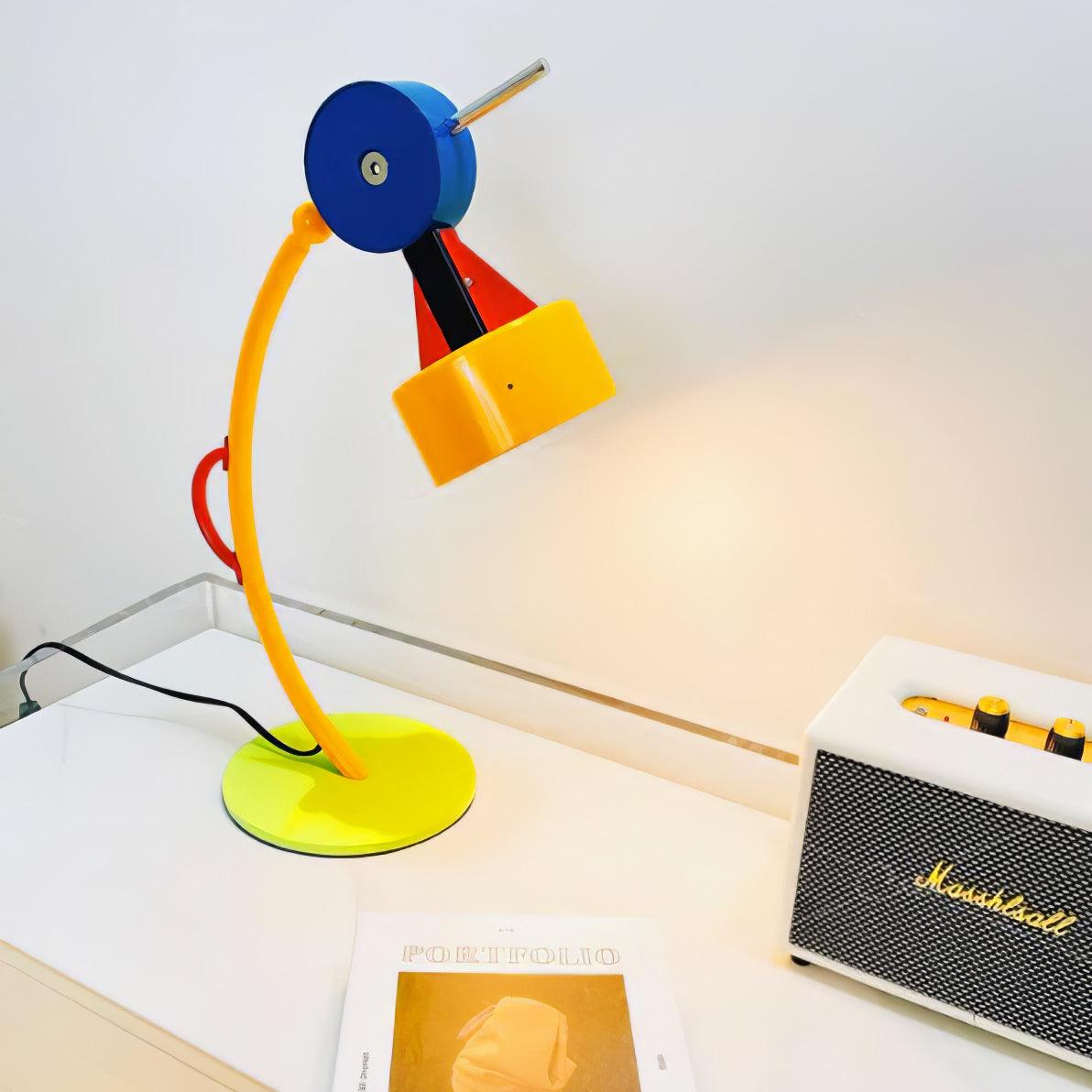 Modern Memphis Style Colorful Geometric LED Table Lamp with Stepless Dimming Control