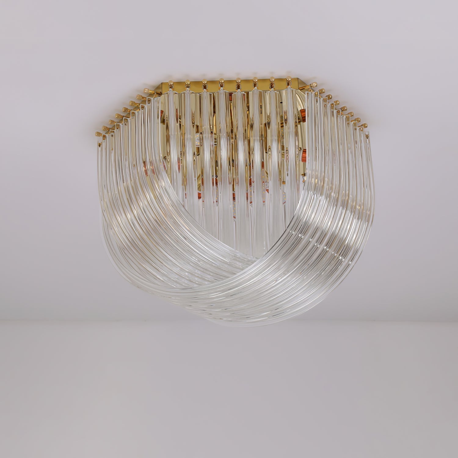 Trevi Murano Glass Drop Flush Mount Ceiling Light Luxury Art Deco Gold Chandelier
