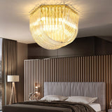 Trevi Murano Glass Drop Flush Mount Ceiling Light Luxury Art Deco Gold Chandelier