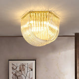 Trevi Murano Glass Drop Flush Mount Ceiling Light Luxury Art Deco Gold Chandelier