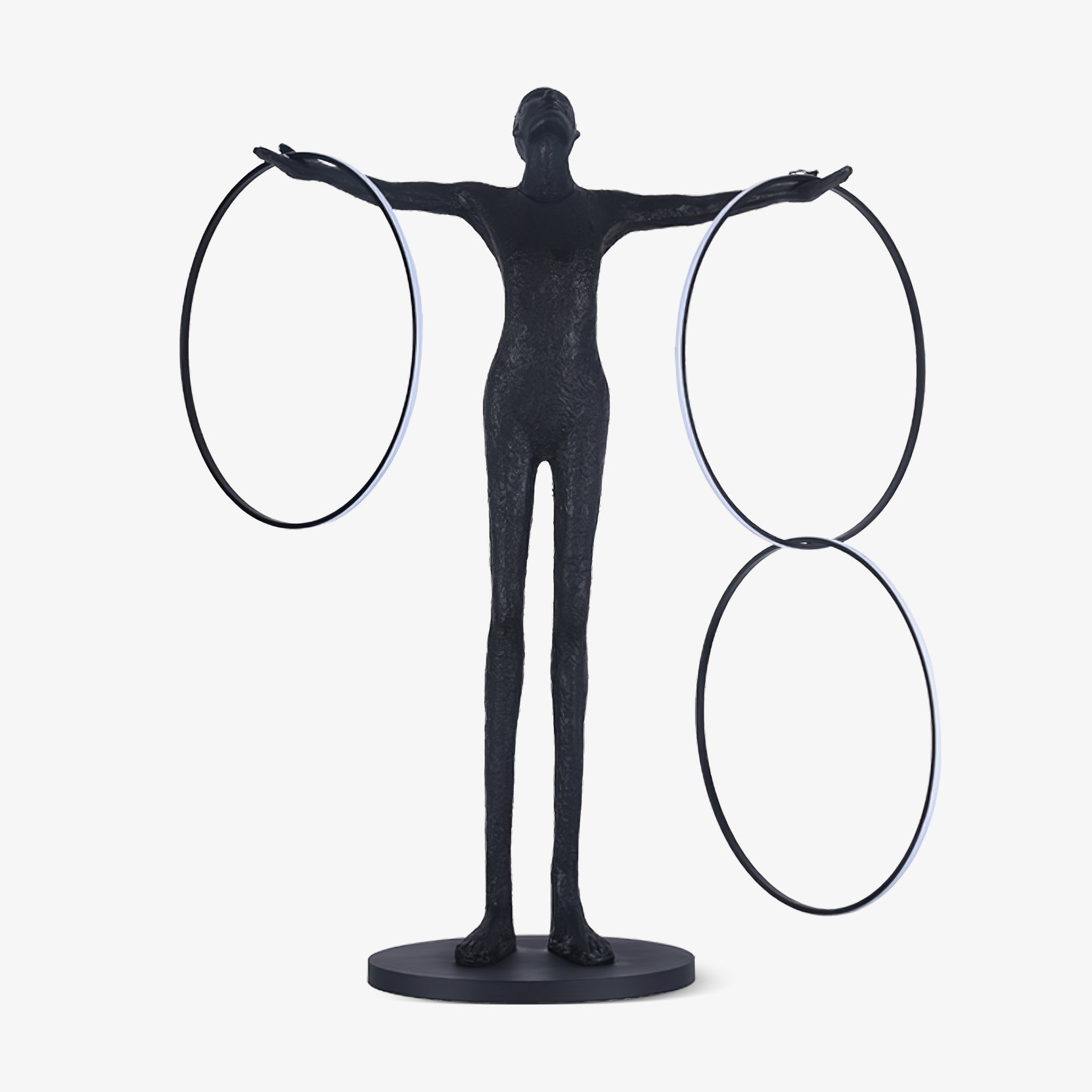 Modern Abstract Figurative Floor Lamp with Triple LED Rings Art Sculpture Standing Light