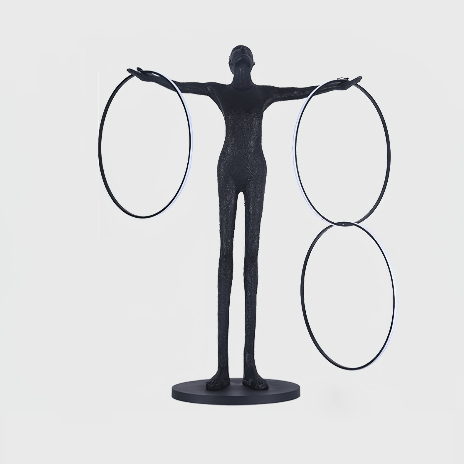 Modern Abstract Figurative Floor Lamp with Triple LED Rings Art Sculpture Standing Light
