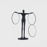 Modern Abstract Figurative Floor Lamp with Triple LED Rings Art Sculpture Standing Light