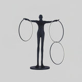 Modern Abstract Figurative Floor Lamp with Triple LED Rings Art Sculpture Standing Light