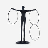 Modern Abstract Figurative Floor Lamp with Triple LED Rings Art Sculpture Standing Light