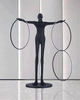 Modern Abstract Figurative Floor Lamp with Triple LED Rings Art Sculpture Standing Light